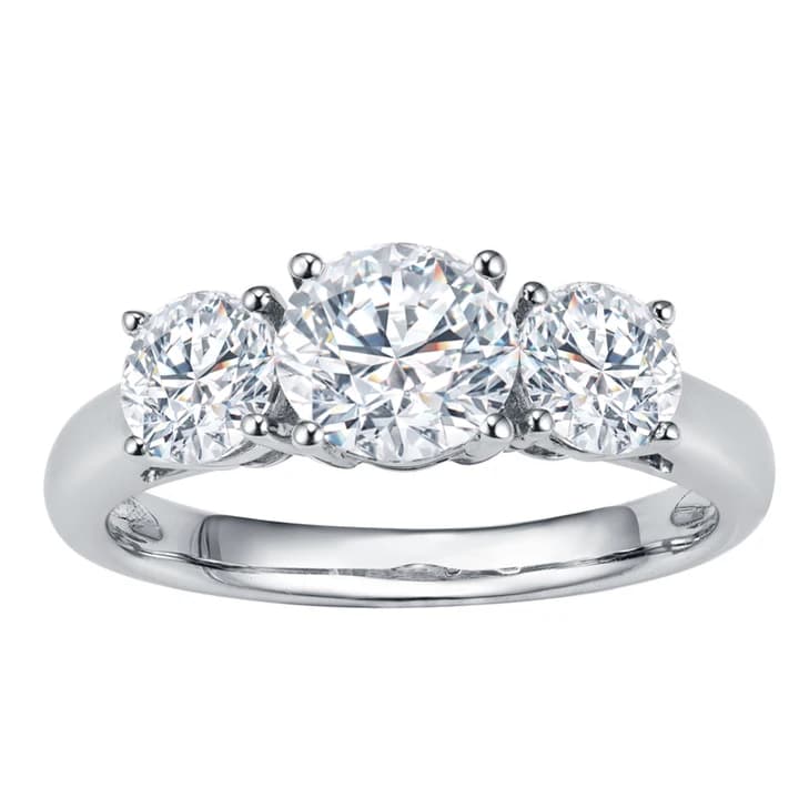 IGI 18K Gold Three Stone RD Lab Grown Diamond Wedding Ring