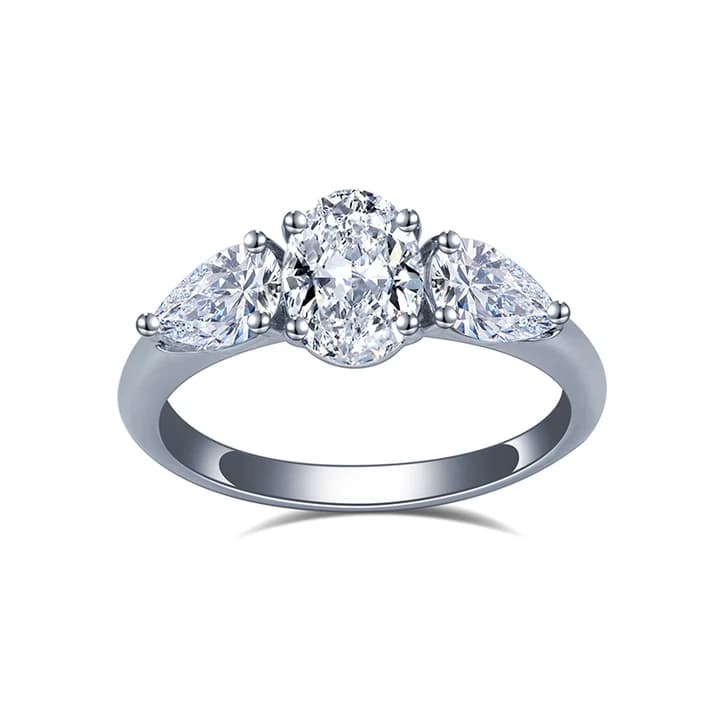 IGI 18K Gold Three Stone Lab Grown Diamond Rings Wedding Jewellery.