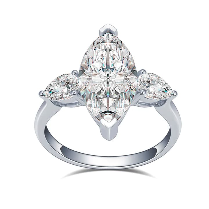 MS-1405 18K White Gold Customized 2.36ct F VS1 CVD Marquise Cut Lab Diamond Solitary Ring