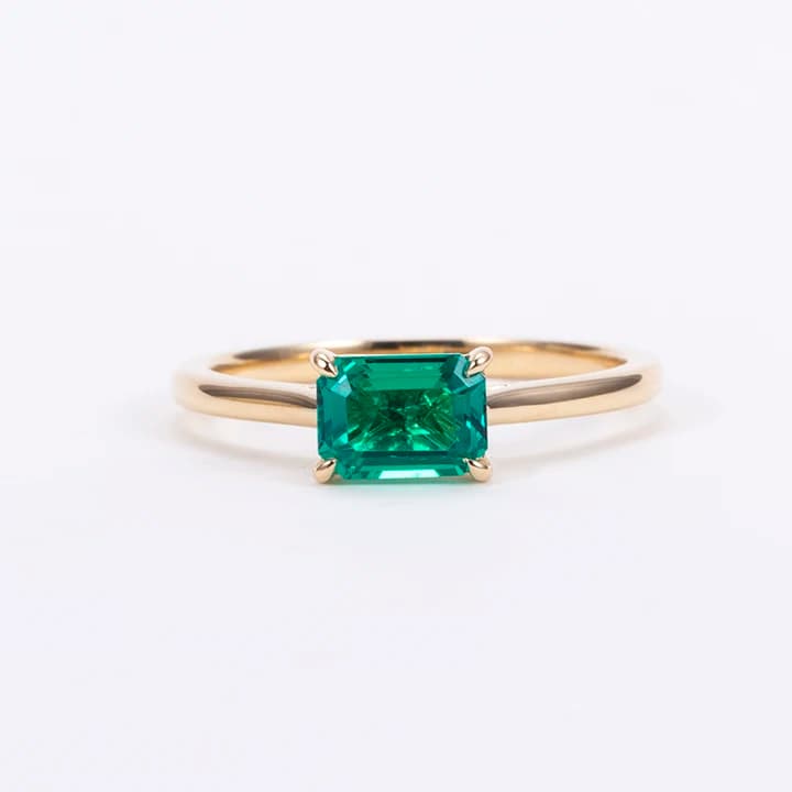 18K 14k 10k 9k Yellow Gold 1ct Lab Grown Emerald Engagement Ring