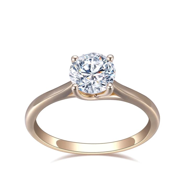 14K Yellow Gold Customization 1CT Lab Grown Diamond Solitaire Ring Women Fashion Gift Jewellery
