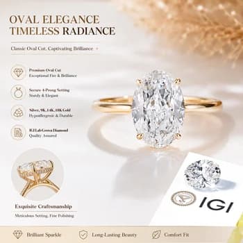 Messi Customized Jewellery 14K 18K Gold Engagement Solitaire 1ct 2ct 3ct 4ct 5ct 6ct 8ct 10ct D VS VVS Oval Lab Grown Diamond Ring