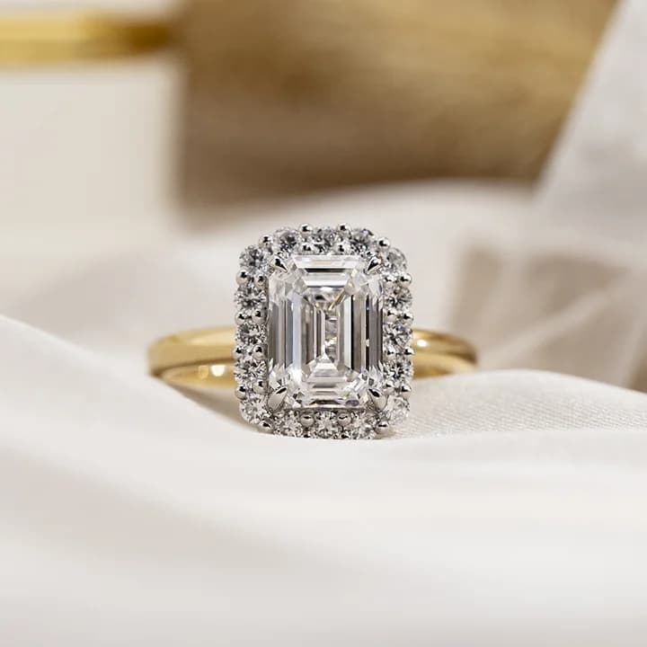 18K Solid Gold Big Carat Size Lab Grown 2ct Radiant Diamond Wedding Ring Set Diamond Jewellery Stackable Rings