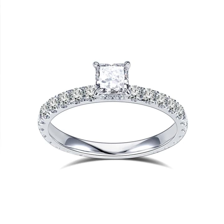 Messi Gems Lab Grown Diamond Princess Cut 1.02ct D VVS2 White Gold 14k Engagement Ring Custom Jewellery