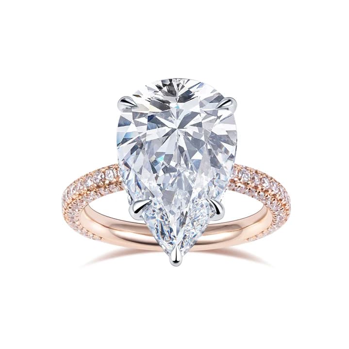 Valentine's Day Gift 18K Gold Custom Jewellery Factory Price 7.05ct Lab Grown Diamond Pear Shape Engagement Ring for Women