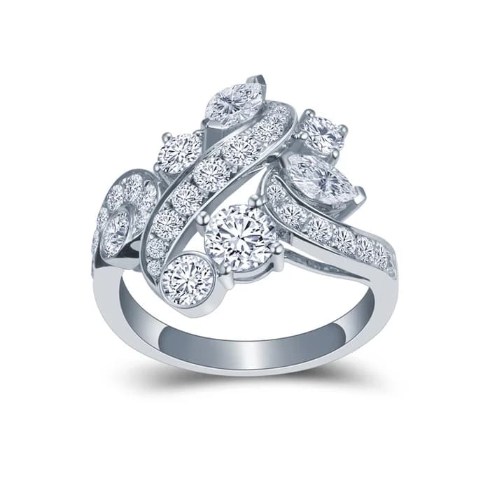 Messi Fine Jewellery Rings 18K White Gold Round Shape Cut Lab Diamond Engagement Ring for Women