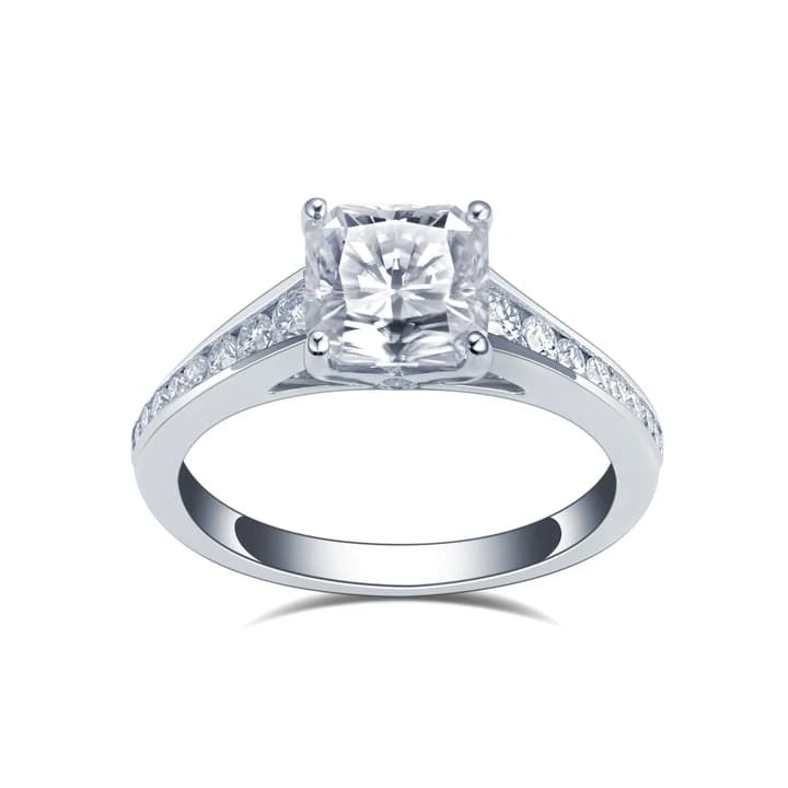 Messi Pretty Luxury Design Fine Jewellery 2ct Radiant S925 Silver Jewellery Lab Grown Diamond Wedding Finger Rings