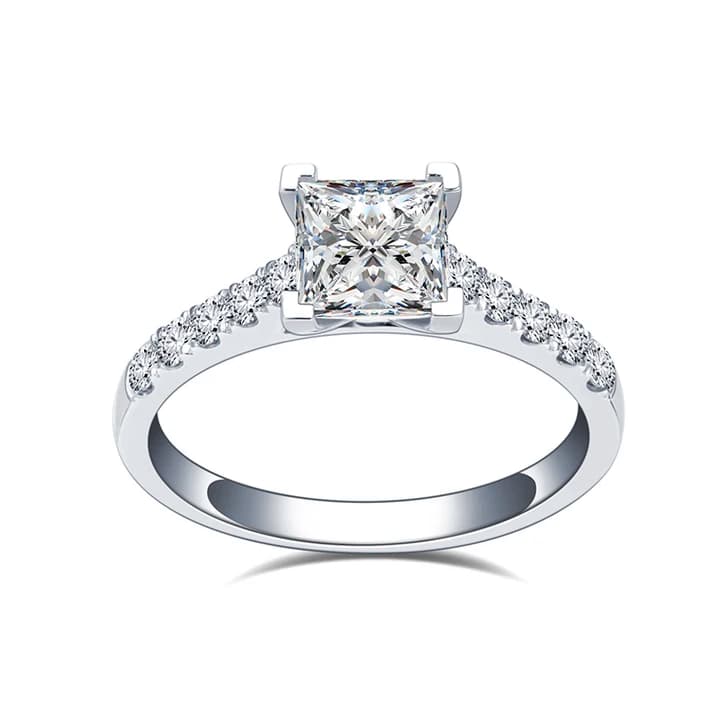CVD HPHT 1.1CT F VVS1 Princess Lab Grown Diamond With PT950 Platinum Halo Ring Women Wedding\/Engagement Jewellery