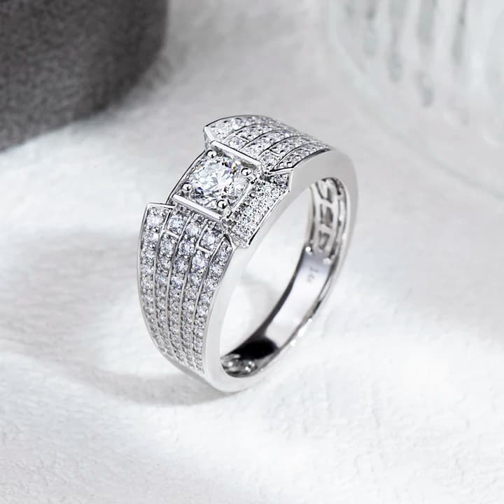 Classic Design Round Cut Engagement Ring 14K White Gold Fine Jewellery with Lab Grown Diamond Ring