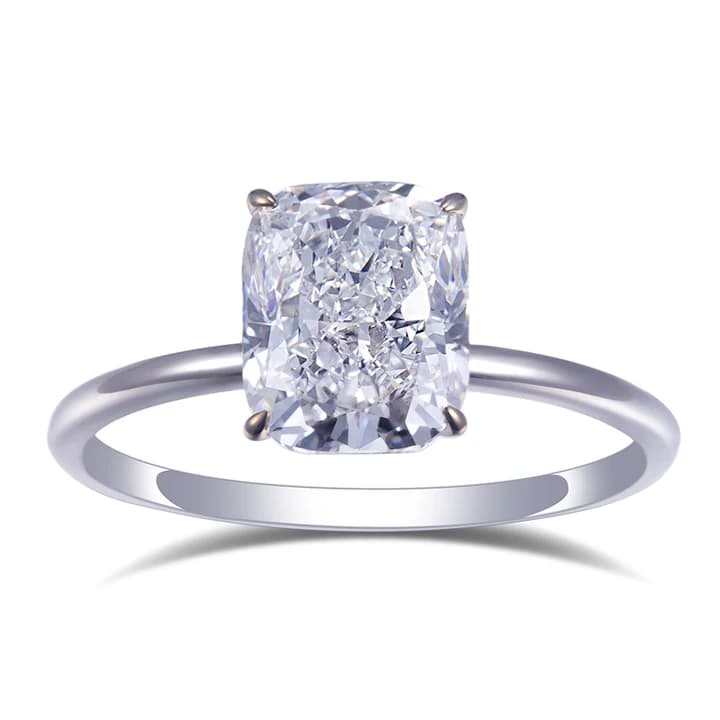 18K White Gold 3.4ct D VVS2 Cushion Cut Lab Grown Diamond Ring for Women