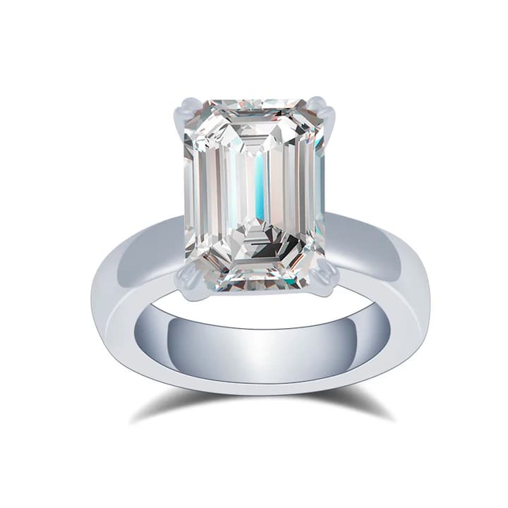 Messi Wedding Jewellery 18k White Gold 8CT G VS1 Emerald Cut IGI Lab Diamond Engagement Band Fine Jewellery Rings
