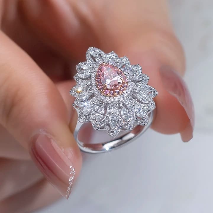 MSR-1064 Lab Grown Diamond CVD\/HPHT 18K Gold Fancy Color Ring Solitaire Ringfor Wedding Engagement Gift
