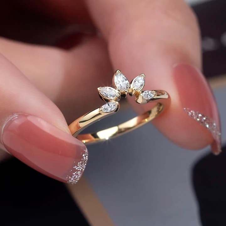 MSR-1078 18k Gold Engagement Ring Marquise Cut Lab Diamond Wedding Ring for Women