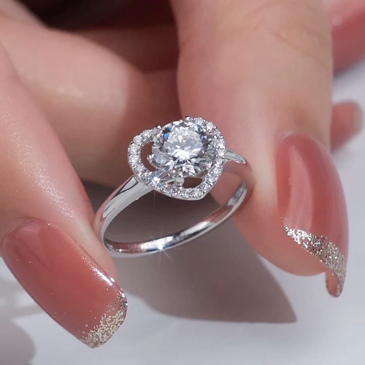 MSR-1107 Customization 14K White Gold CVD HPHT Round Cut Lab Grown Diamond Ring