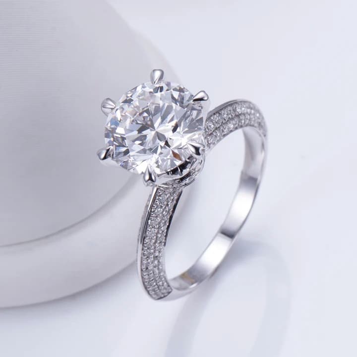 MSR-1181 18K Lab Diamond Ring Round Brilliant Cut Ring 3CT Ring Engagement Wedding Band Classic Gift Band
