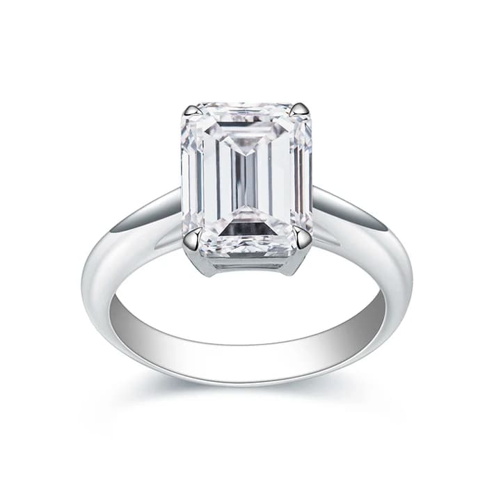 MSR-1184 14K 18K Gold Customized 4CT E VVS2 Emerald Shape Lab Grown Diamond Solitary Ring