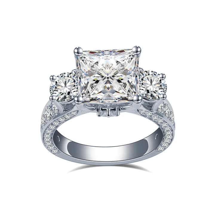 MSR-1205 14K White Gold 5CT D VS1 Princess Cut Lab Grown Diamond Engagement Ring Customized Luxury Jewellery