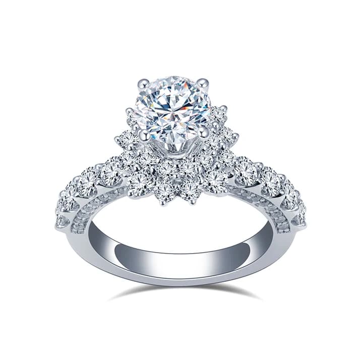 MSR-1215 18K White Gold 1CT D VS1 Round Brilliant Cut Lab Grown Diamond Ring Customized Engagement Jewellery