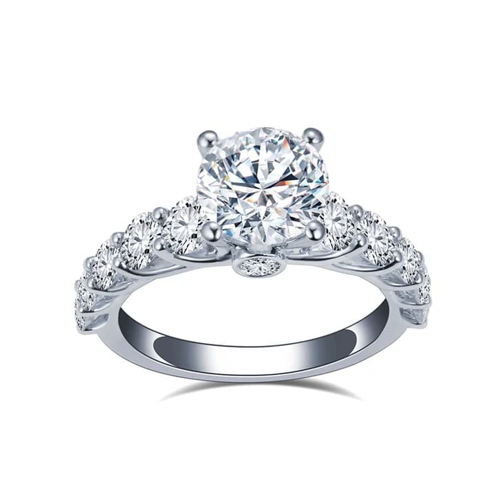 MSR-1241 Wedding Engagement Ring 18K White Gold Half Halo Ring 1.1CT E VVS1 Lab Grown Diamond Ring