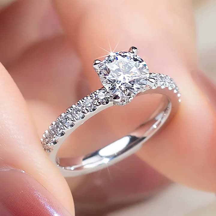 MSR-1243 Customization 18K White Gold HPHT 0.74CT Round Lab Grown Diamond Solitaire Ring