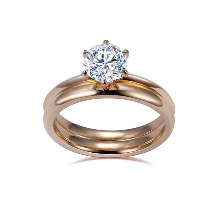 MSR-1245 Customized Jewellery 18K Yellow Gold Couple Ring 1ct D VS1 Round Shape Lab Grow Diamond Ring