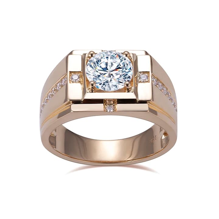 Messi Gems MSR-1255 18K Yellow Gold Round Shape Lab Grown Diamond Ring