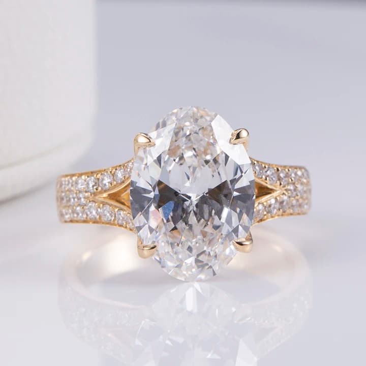 MSR-1264 IGI Lab Diamond Big Carat Ring 18K Engagement Ring Oval Cut Wedding Band Classic Diamond Gift Band