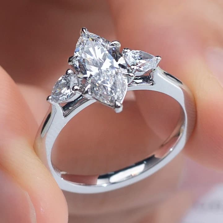 MSR-1267 18k White Gold 1CT Marquise Cut Lab Grown Diamond Wedding Ring for Women
