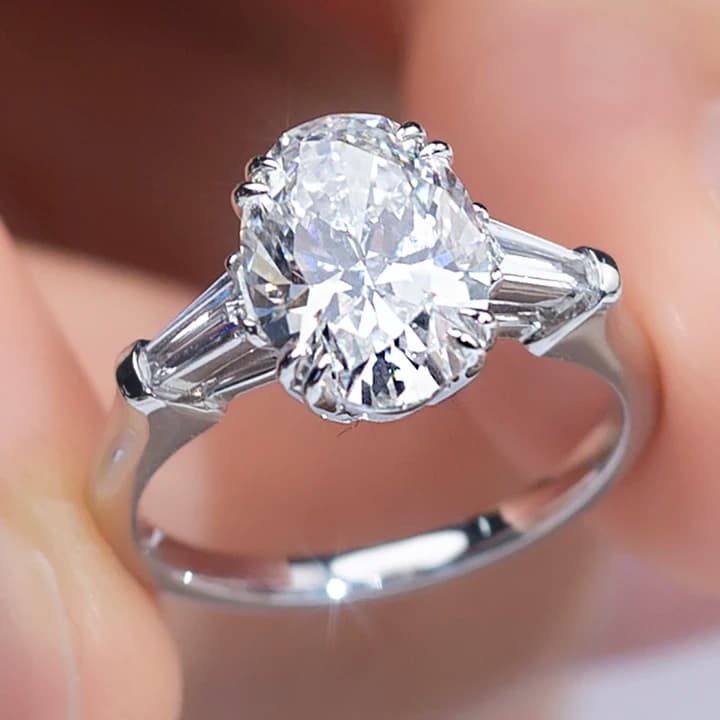 MSR-1294 IGI Lab Diamond Ring 1.8ct Oval Lab Diamond 18k Gold Ring Engagement Wedding Band Classic Gift Band