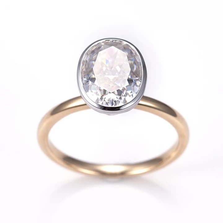 MSR-1296 Customization 14K Yellow Gold CVD HPHT 2.2CT Oval Lab Grown Diamond Solitaire Ring
