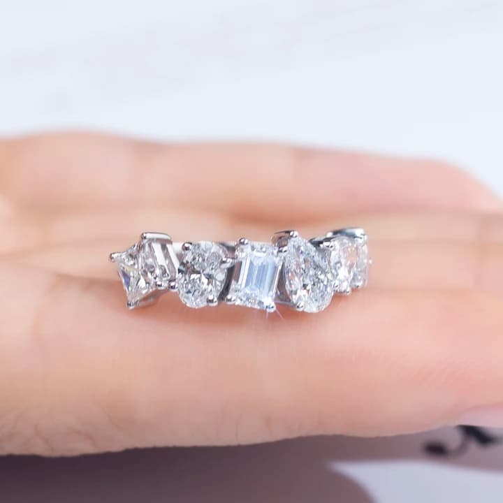 MSR-1298 14k White Gold Marquise Square Lab Grown Diamond Jewellery Wedding Ring for Women