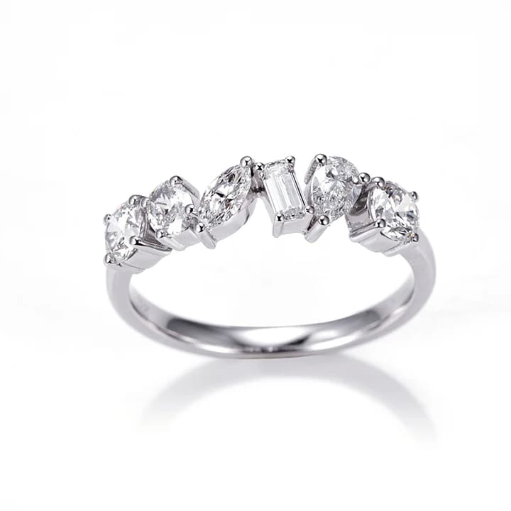 MSR-1302 18K Gold Fancy Shape Lab Grown Diamond Eternity Ring for Wedding