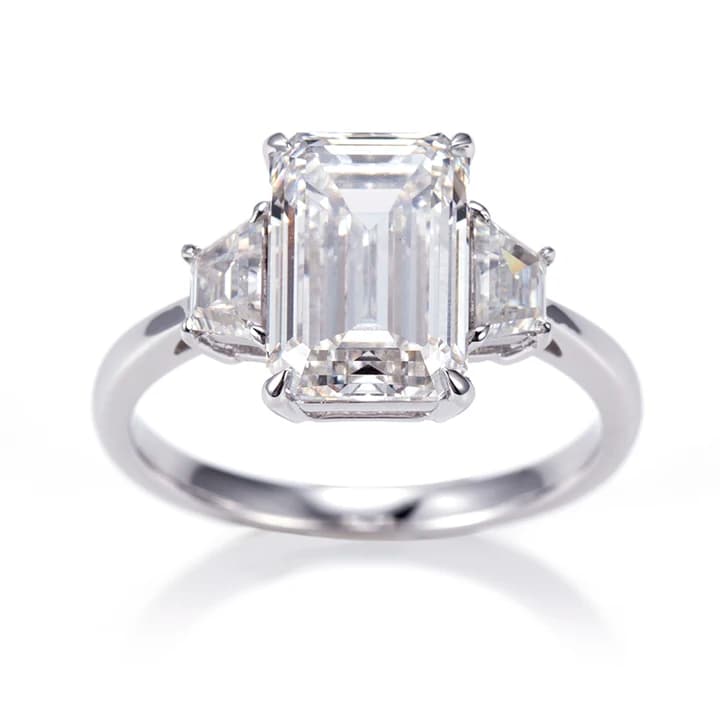 MSR-1306 14K 18K Gold Yellow Gold 5 Carat Emerald Cut Lab Grown Diamond Engagement Ring