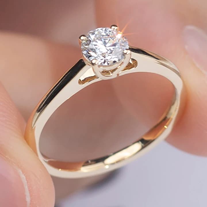 MSR-1308 18k Yellow Gold Diamond Wedding Ring 0.5ct Round Cut Solitaire Lab Grown Diamond Rings