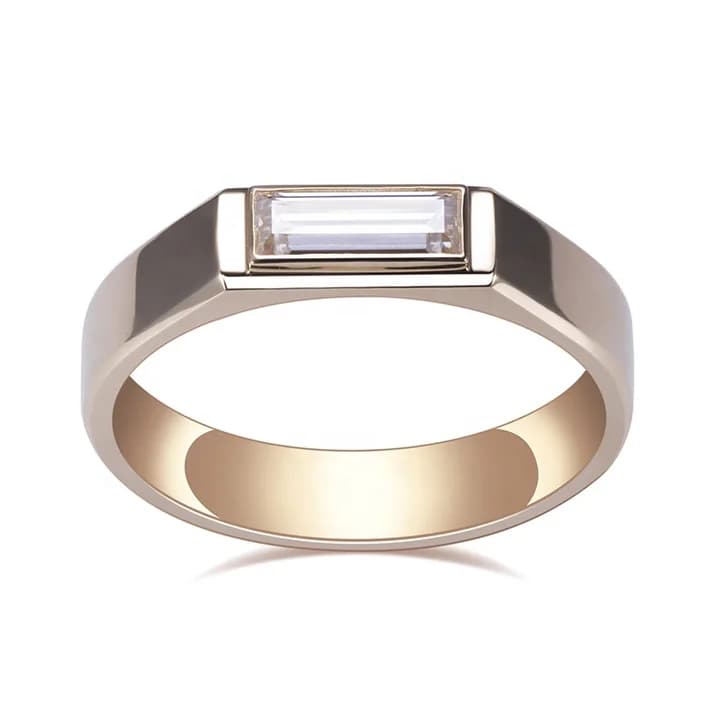 MSR-1319 18K Yellow Gold Moissanite Ring Baguette Moissanite Wedding Diamond Engagement Ring