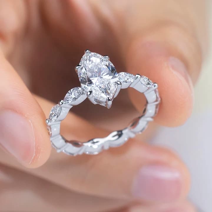 MSR-1326 18K White Gold 2.0CT Lab Grown Diamond Jewellery Women Luxury Wedding Rings
