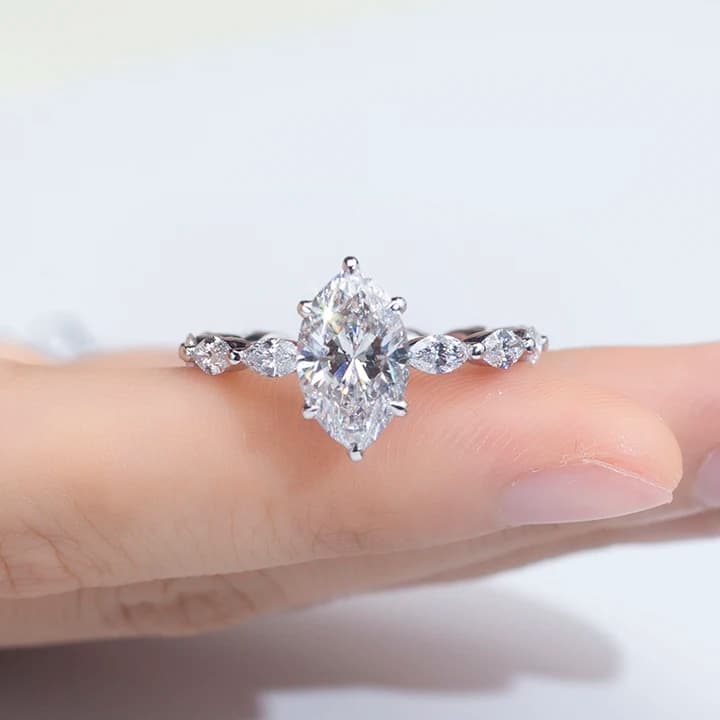 MSR-1326 Wholesale Price Jewellery 18k Solid Gold Engagement Ring 2.06CT Marquise Lab Diamond Diamond Ring Set for Women