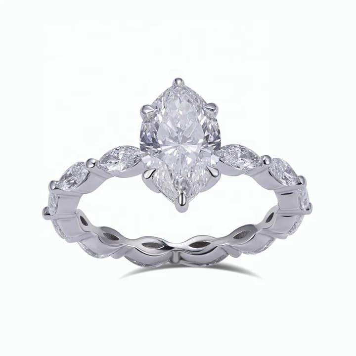 MSR-1326 Customization 9K\/10K\/14K\/18K White Gold CVD HPHT Fancy Shape Lab Grown Diamond Ring