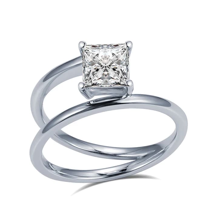 MSR-1350 18K White Gold Princess Cut 1.5CT Lab Diamond Women Luxury Engagement Rings