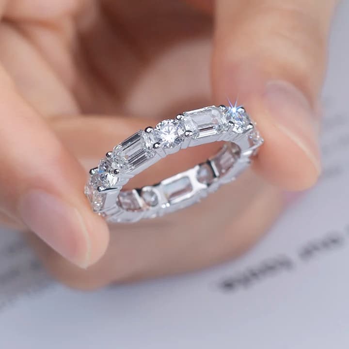 MSR-1351 PT950 Trendy Eternity Ring Fancy Shape Lab Grown Diamond Ring