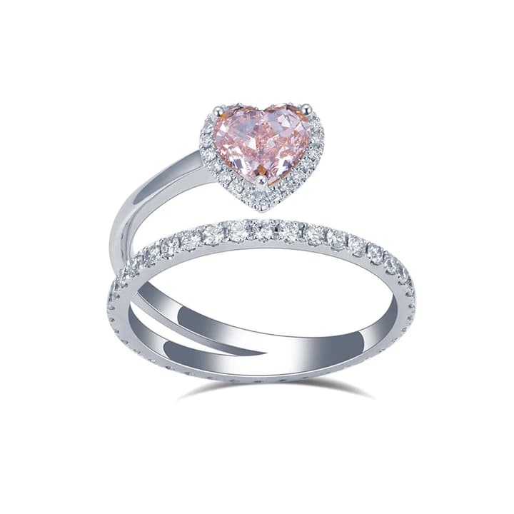 MSR-1365 18K Gold Customized 1.3CT pink VS HPHT Heart Lab Diamond Solitary Ring