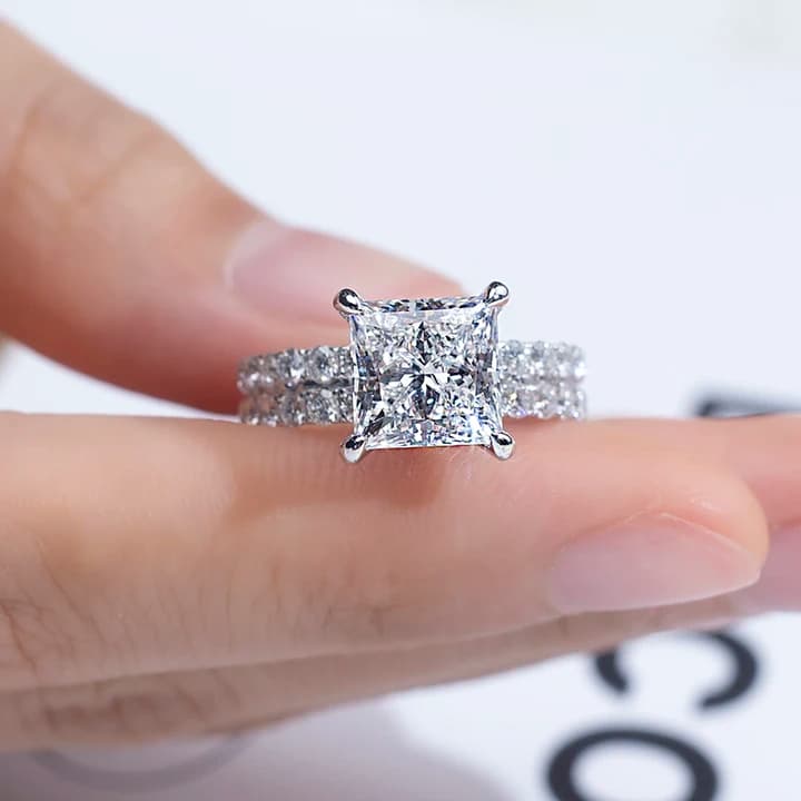 MSR-1375 14K White Gold 3.0CT Princess Cut Synthetic Diamond Eternity Ring
