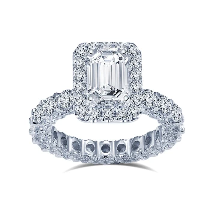 Customized MSR-1384 18K Gold Luxury Ring 2.2CT F VS1 Emerald Cut Lab Grown Diamond Halo Ring