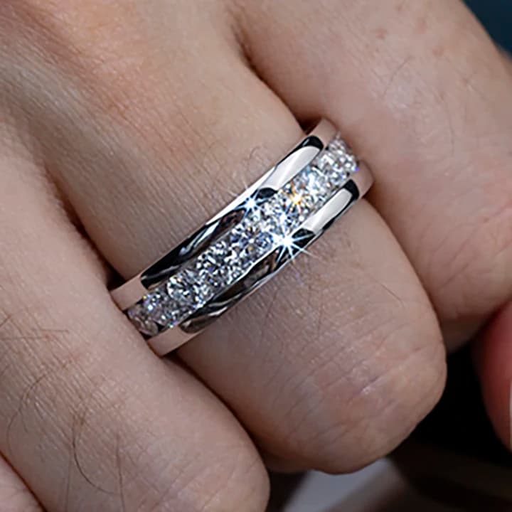 Messi Romantic Jewellery MSR-1387 Custom 18K White Gold DEF VVS Round Cut Lab Grown Diamond Ring for Wedding