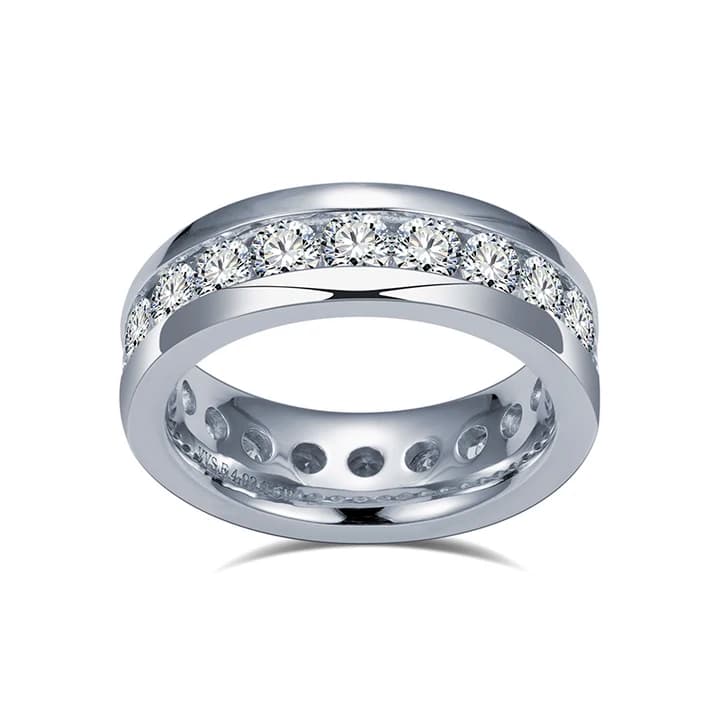MSR-1387 S925 Silver Customized HPHT DEF VVS-SI Round Cut Lab Grown Diamond Eternity Ring