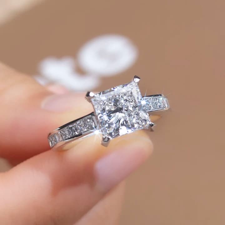 MSR-1408 PT950 Platinum 3.2ct D VS1 Princess Cut Lab Grown Diamond Eternity Ring