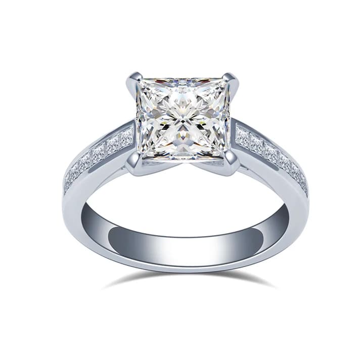 MSR-1408 PT950 3.2CT D VS1 Princess Square Lab Grown Diamond Custom Jewellery Solitaire Ring