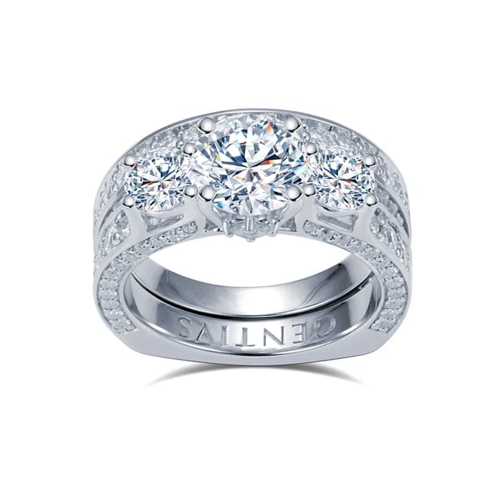 MSR-1413 925 Silver Stackable Ring Round Cut 1.9CT D VVS2 Lab Grown Diamond Ring