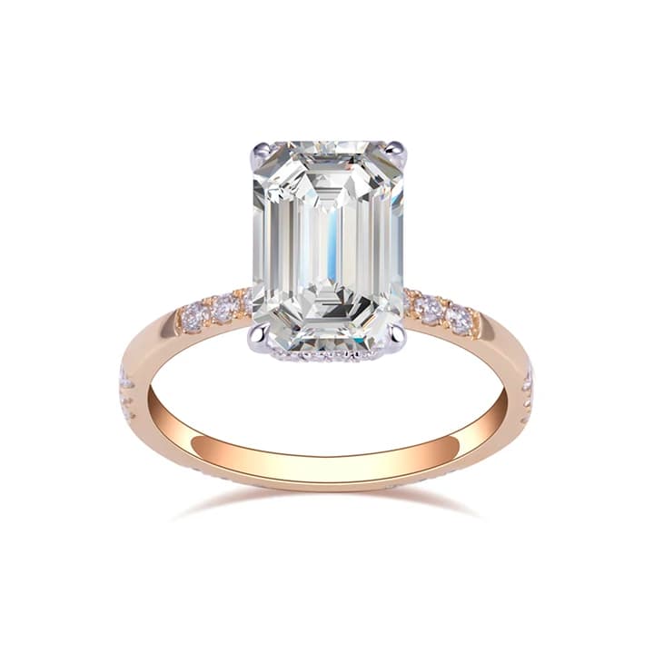 MSR-1417 18K Gold Customized 3.26ct E VS1 CVD Emerald Lab Diamond Solitary Ring