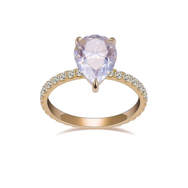 MSR-1429 14K Gold Customized 2.8CT G VS1 CVD Pear Lab Diamond Solitary Ring